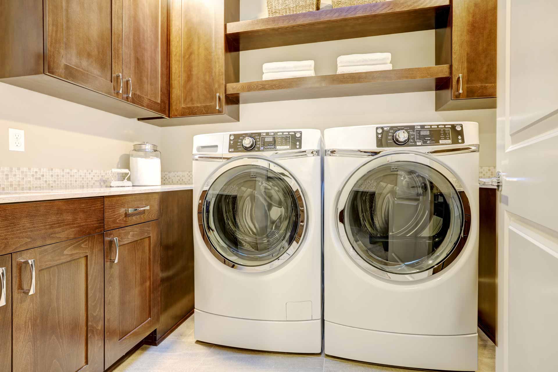 Washer and dryer in a laundry room